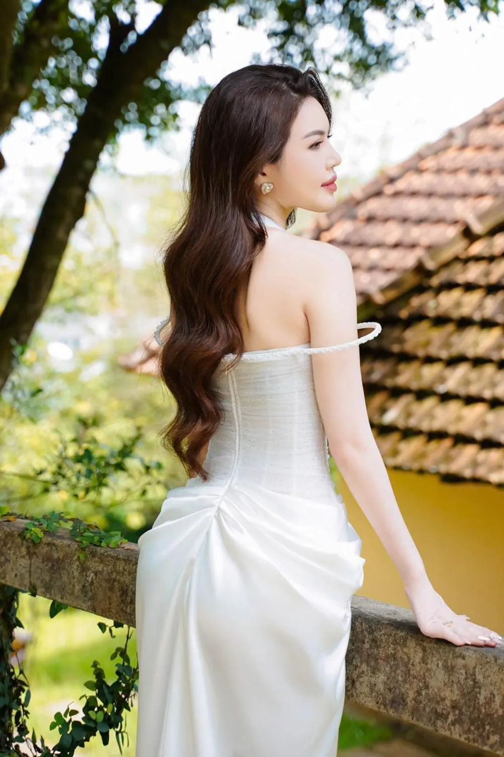 Aphrodite Sarong Waist Pleated Satin Floor Length Dress