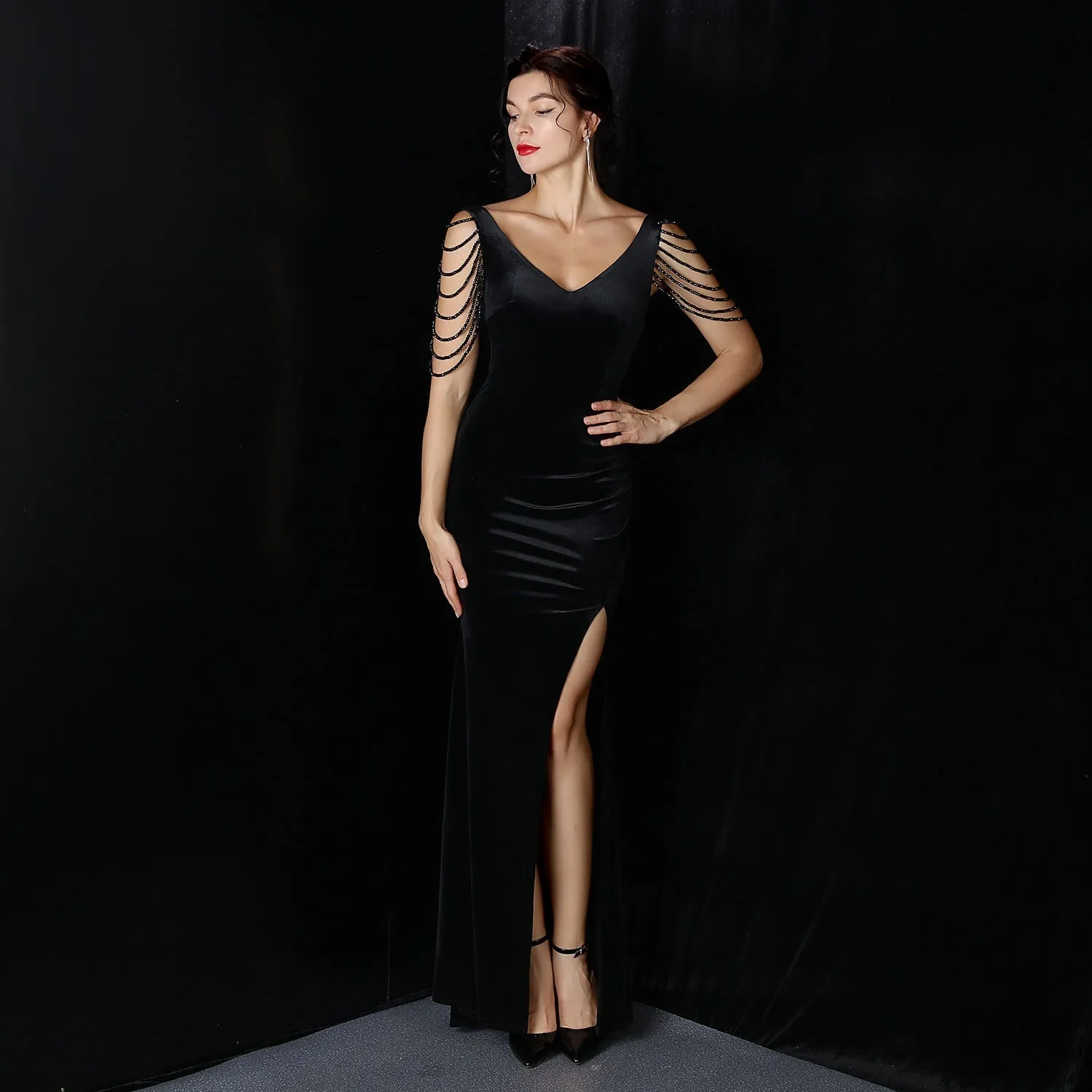 Avery Good Quality Charming Velvet Formal Dress