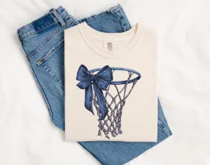 Basketball Hoop Blue Bow Gildan Long Sleeve 64400