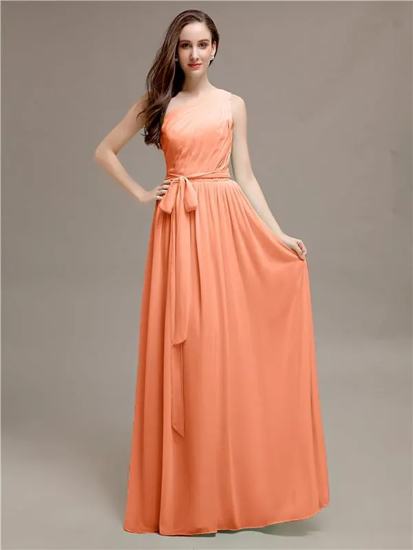 Beautiful A-line One-Shoulder Sleeveless Floor-Length Bridesmaid Dresses