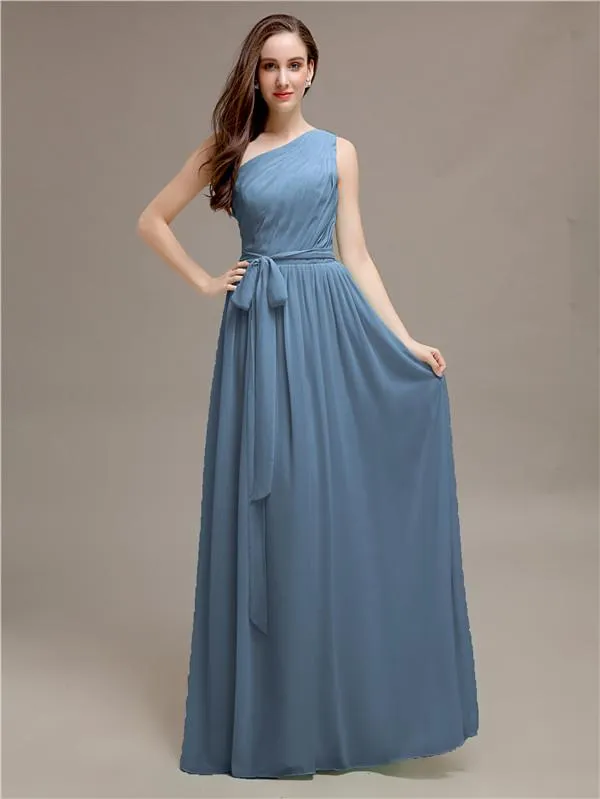 Beautiful A-line One-Shoulder Sleeveless Floor-Length Bridesmaid Dresses