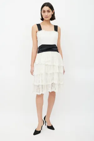 Black & White Ruffled Lace Dress