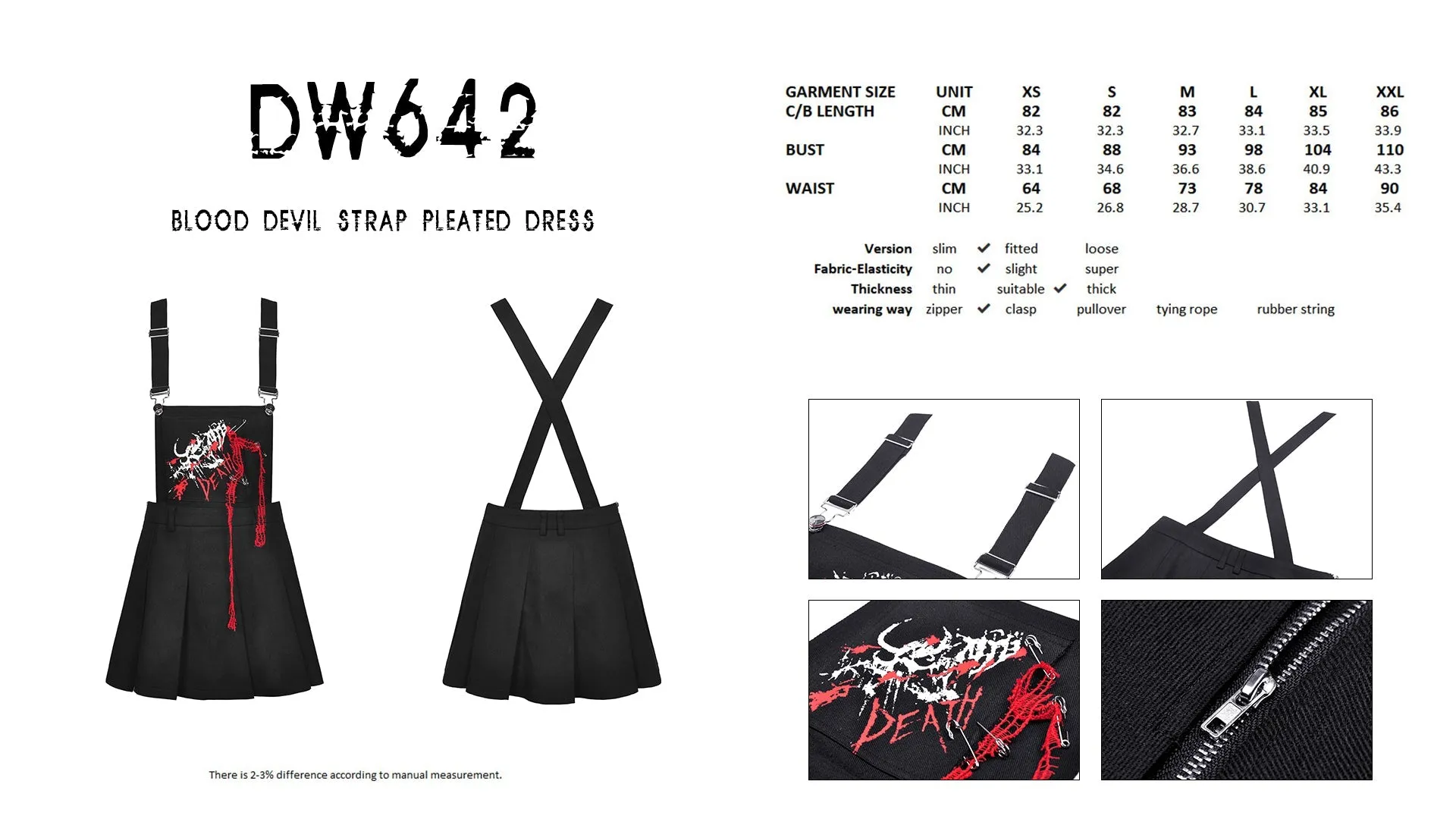 Blood devil strap pleated dress DW642