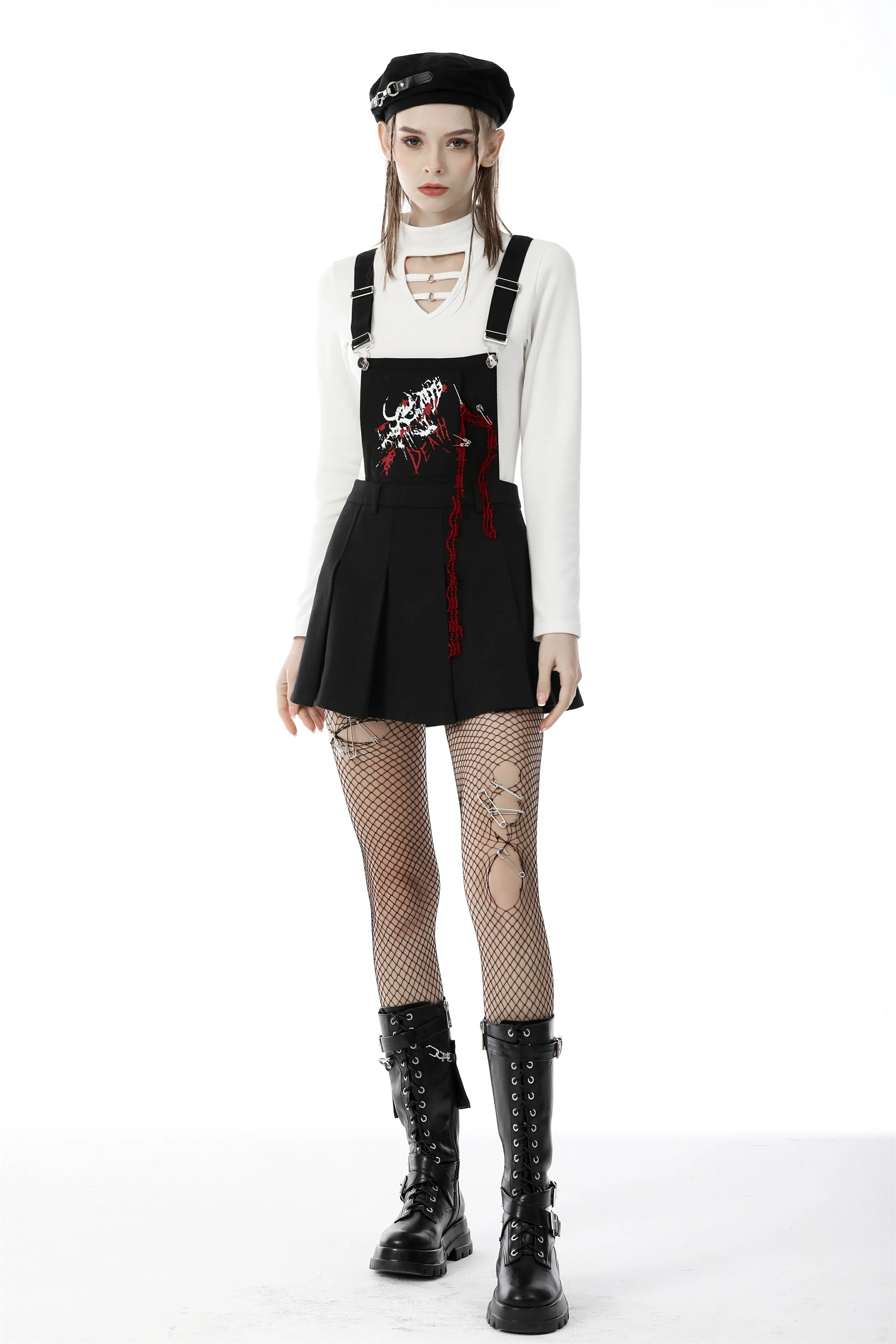 Blood devil strap pleated dress DW642