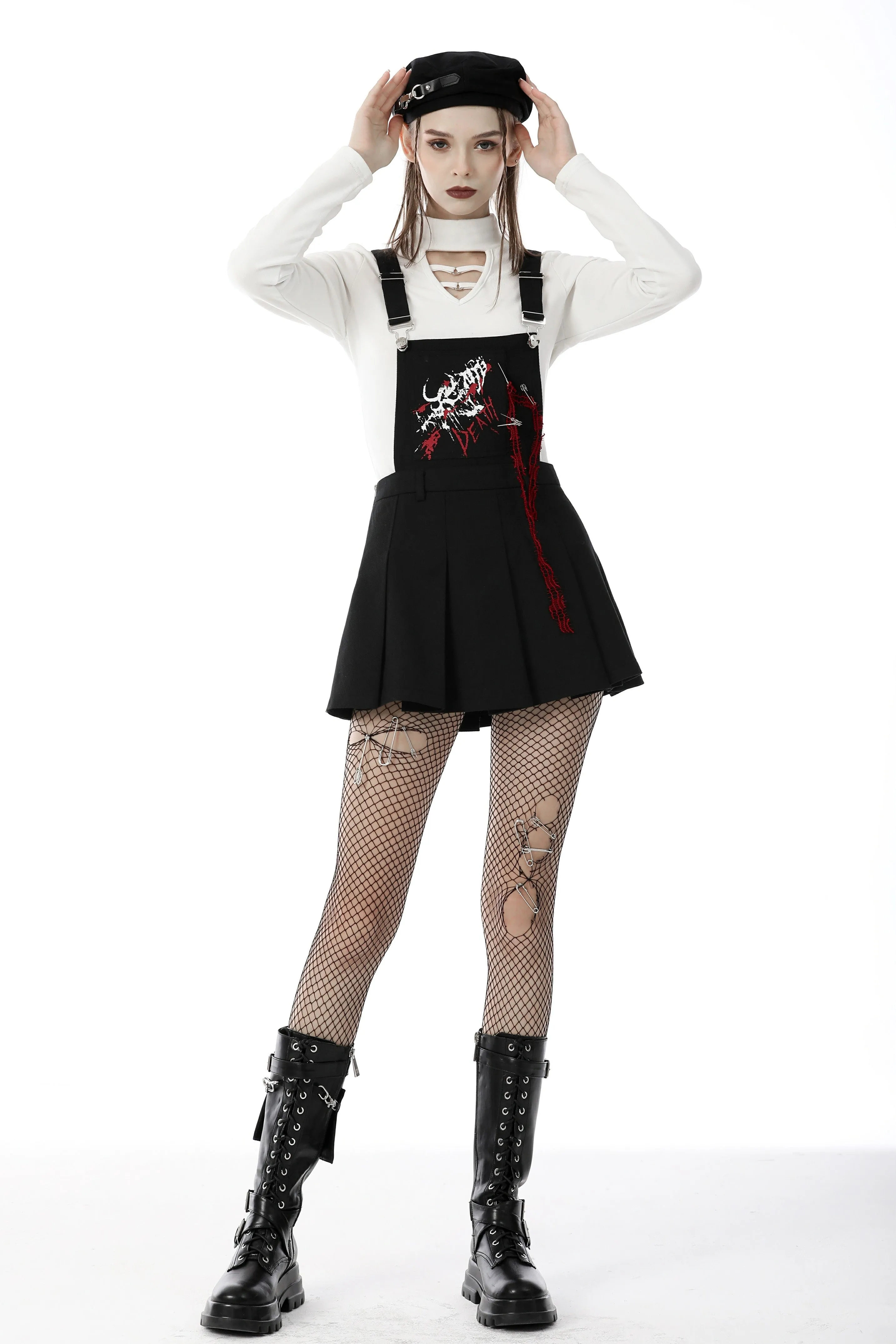 Blood devil strap pleated dress DW642