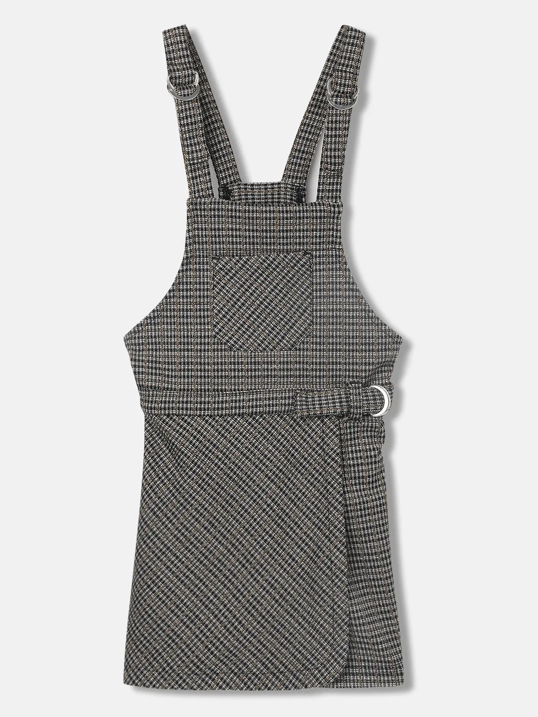Blue Giraffe Girls Checked Sleeveless Shoulder Straps Dress