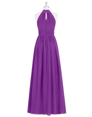 Bridesmaid Dress A-Line Floor Length Halter Neckline Chiffon