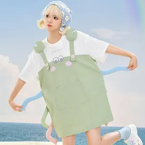 Cartoon Little Crab Fake Two-Piece Strap Dress