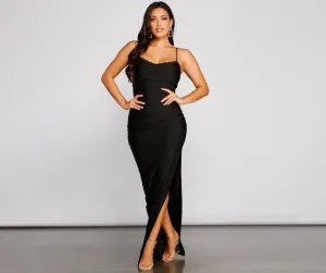 Cassandra Cowl Neck Charming Ruched Formal Dress