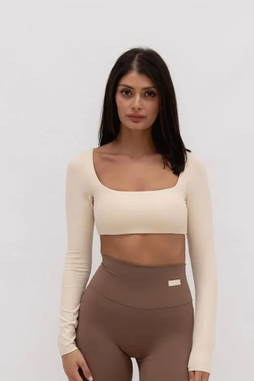 Christina Smooth Long Sleeve Crop - Cream