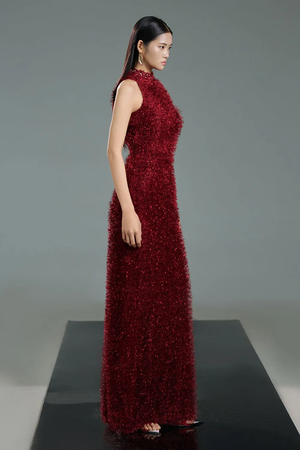 Clayton Sheath Sleeveless Polyester Floor Length Dress