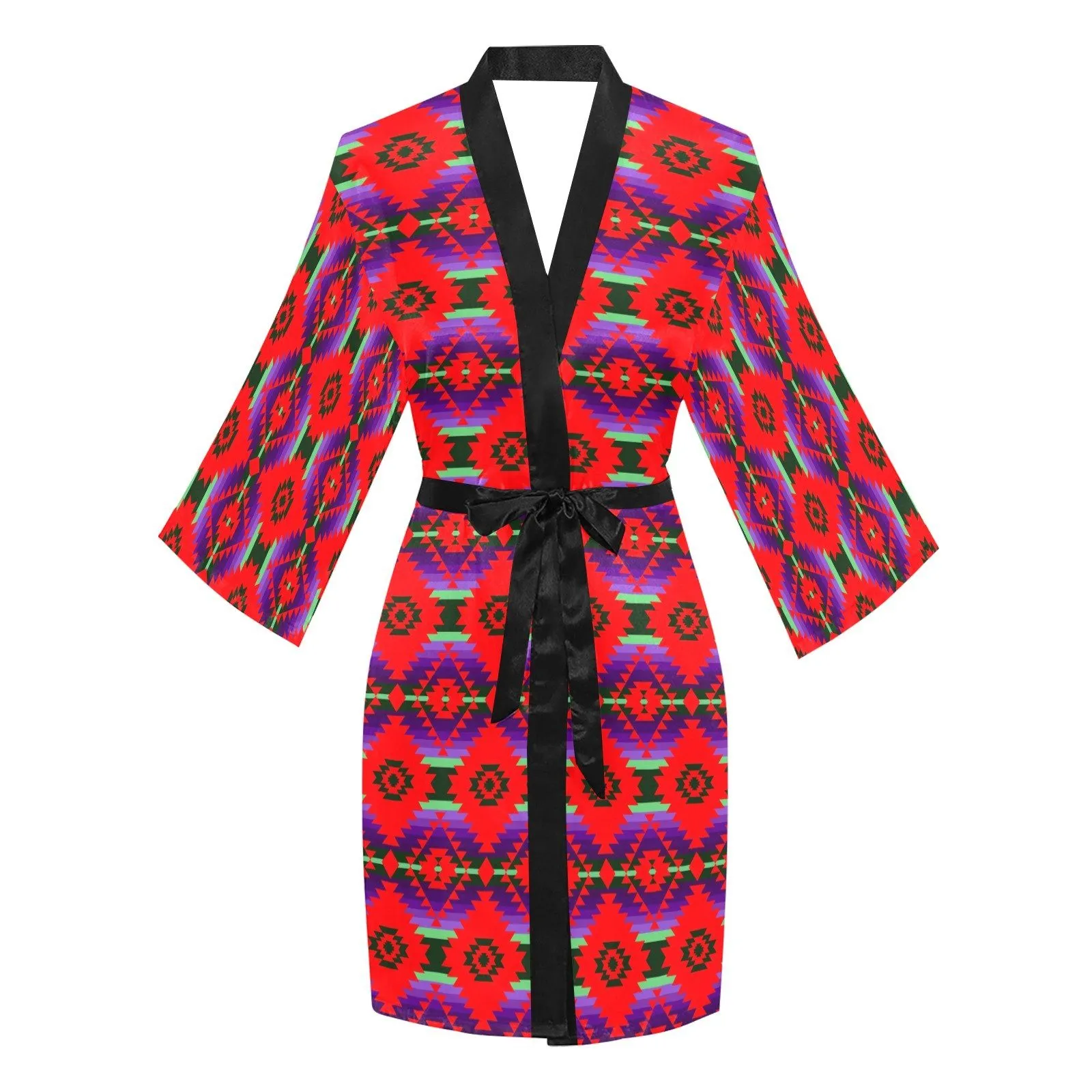 Cree Confederacy Chicken Dance Long Sleeve Satin Robe