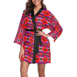 Cree Confederacy Chicken Dance Long Sleeve Satin Robe