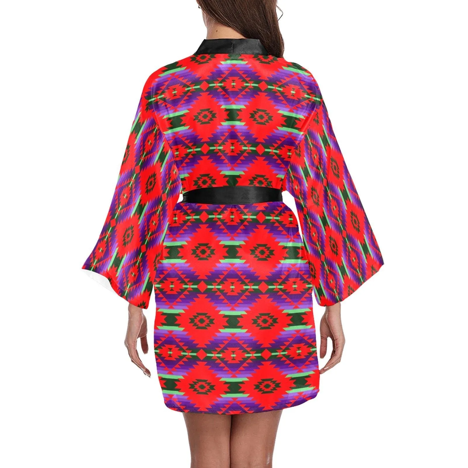 Cree Confederacy Chicken Dance Long Sleeve Satin Robe