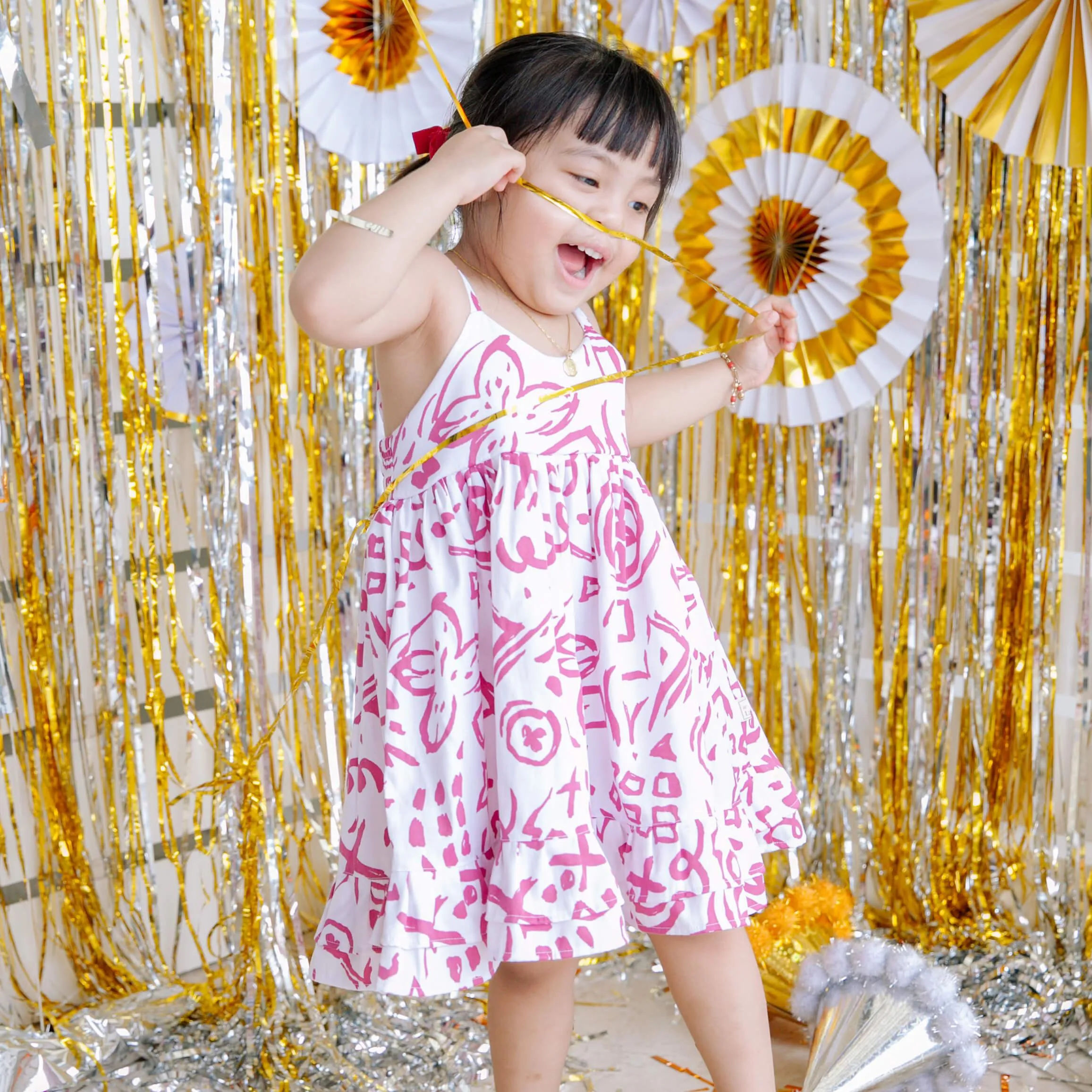 Dahlia Dress - Tie-Strap in Tahitian Leaves Print