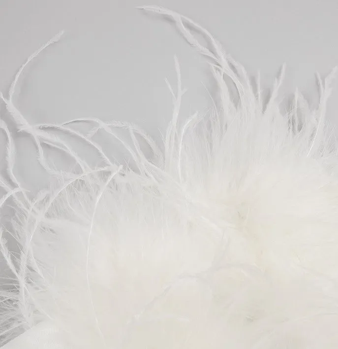 DOLLY Elegant White French Style Off Shoulder Feather Long Sleeves Slim Fit Dress-DAISIES(V)