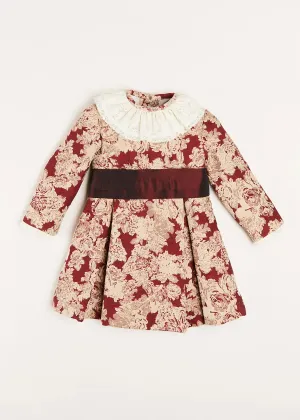 Eleanor Floral Long Sleeve Dress in Burgundy (4-10yrs)