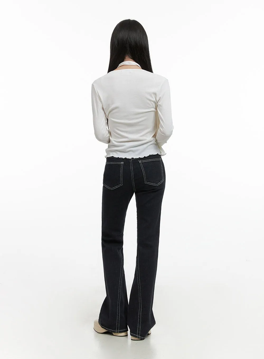Elegant Buttoned Wrap Long Sleeve Top CS430