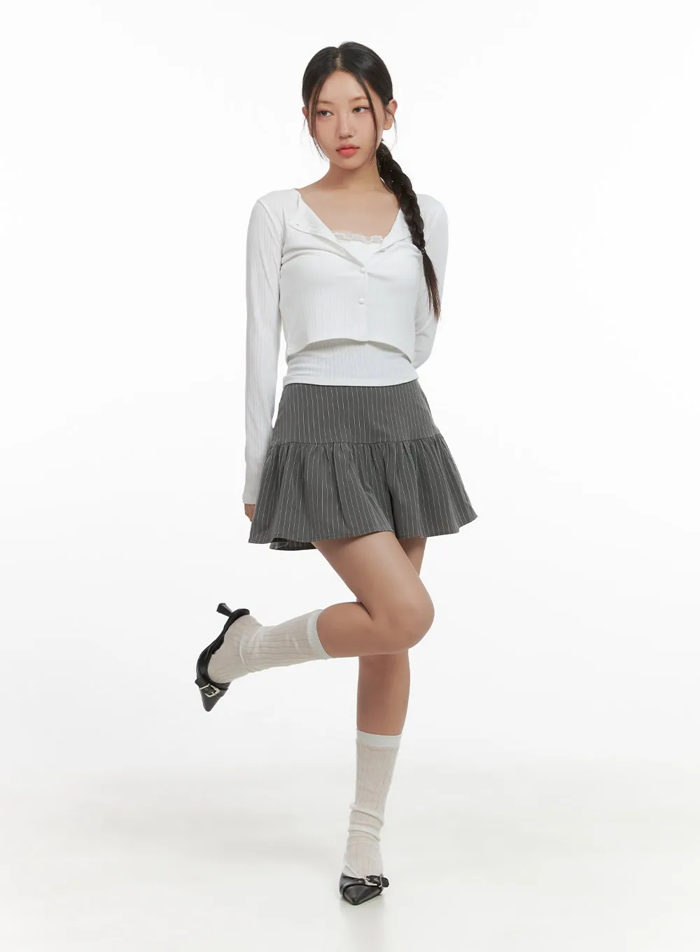 Elegant Lace Trim Crop Cardigan CO402