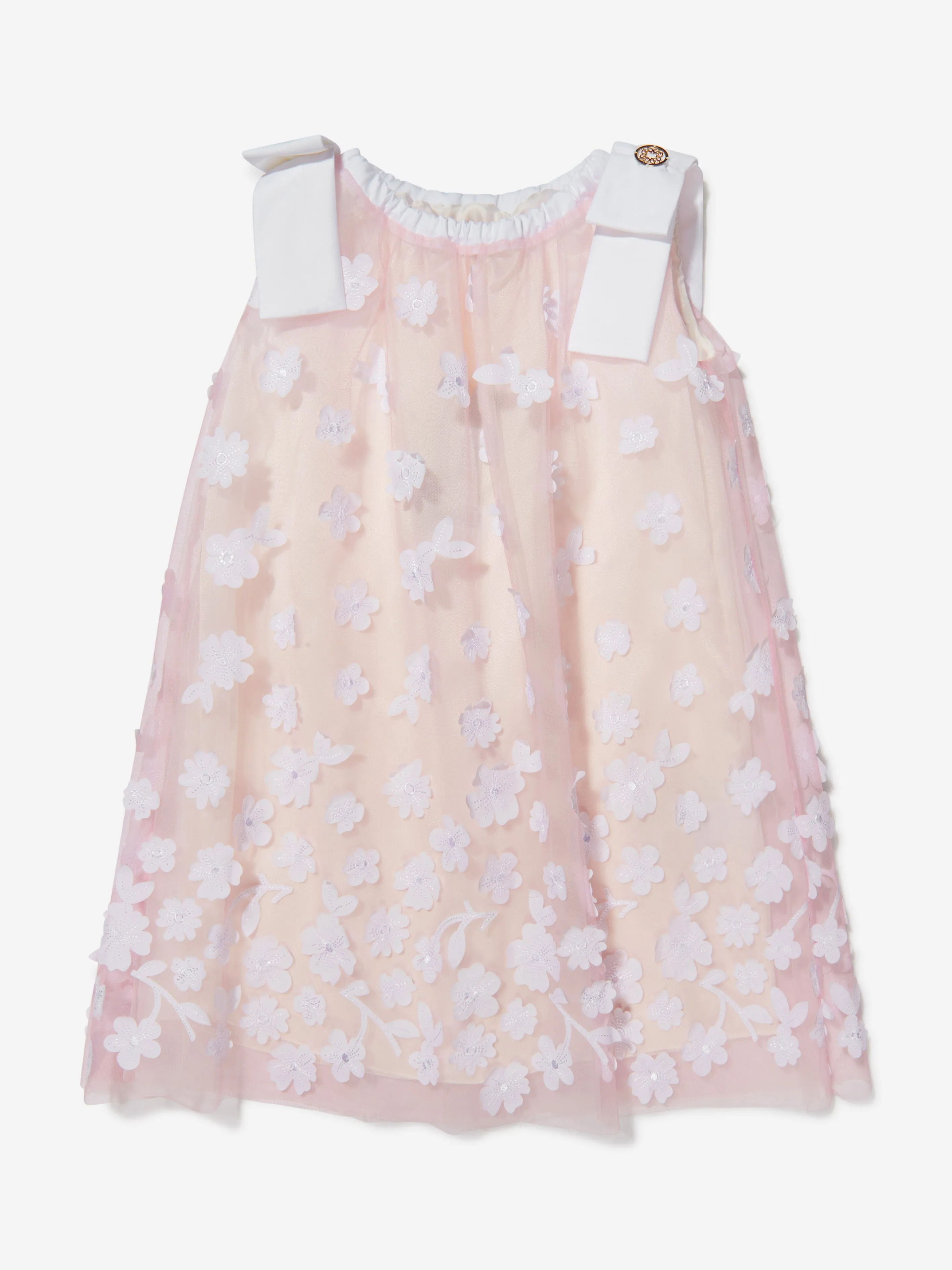 Elie Saab Girls Sleeveless Flower Dress With Bows