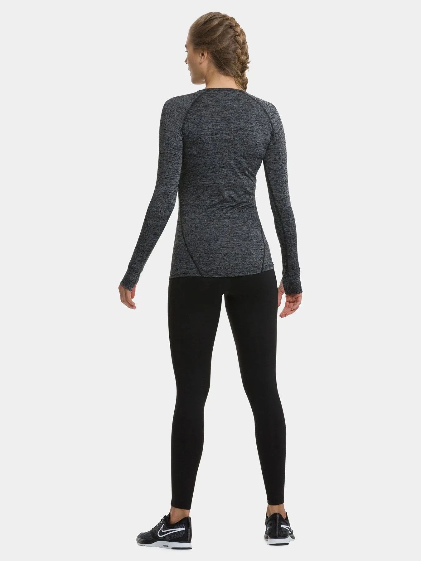 Elle Long Sleeve V Neck Top For Women With Thumbholes