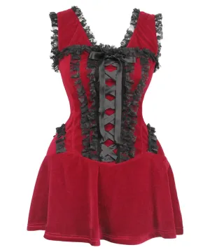 Faigel Halter Burlesque Dress in Maroon Velvet
