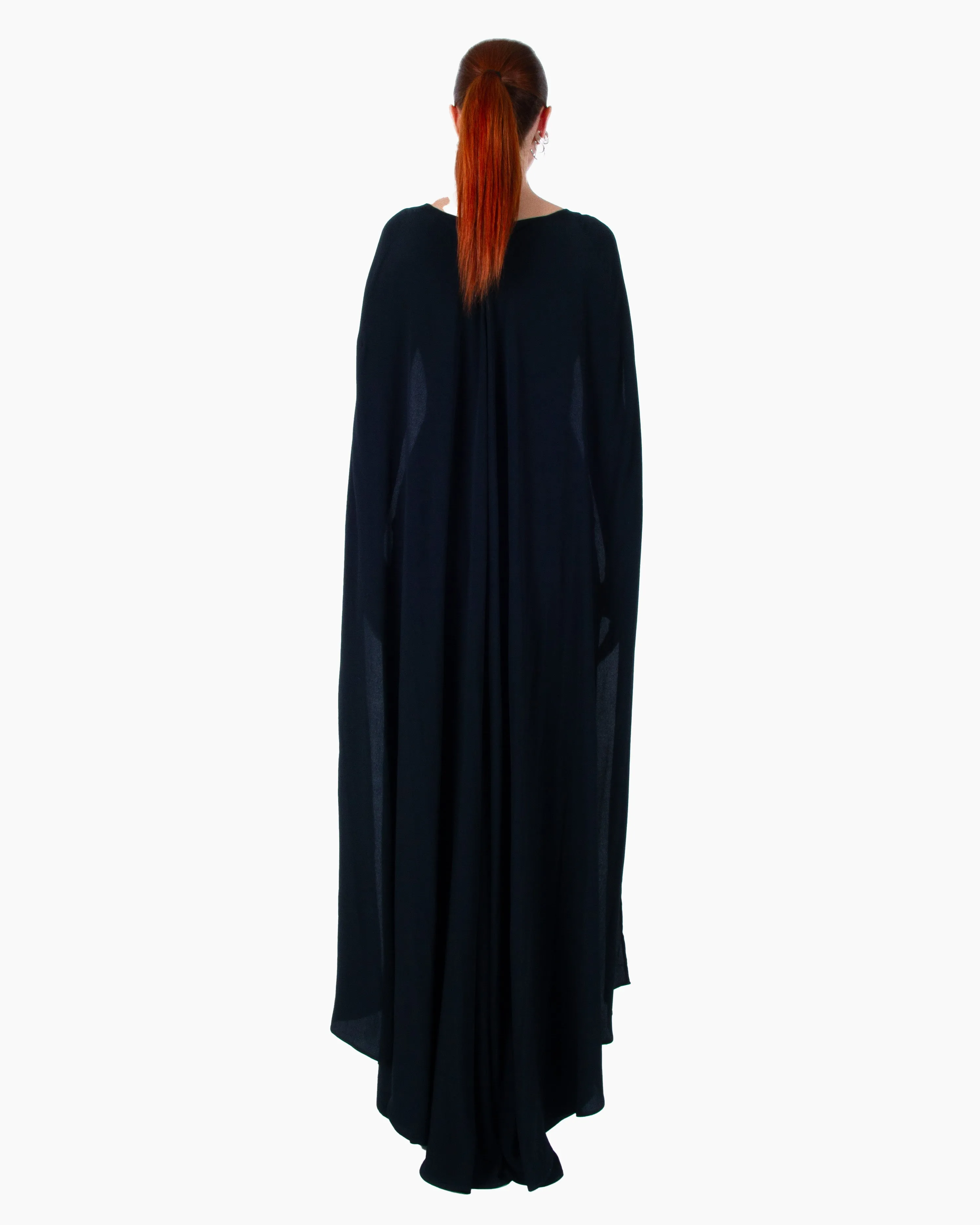 GIA STUDIOS Black Satin Organza Gown
