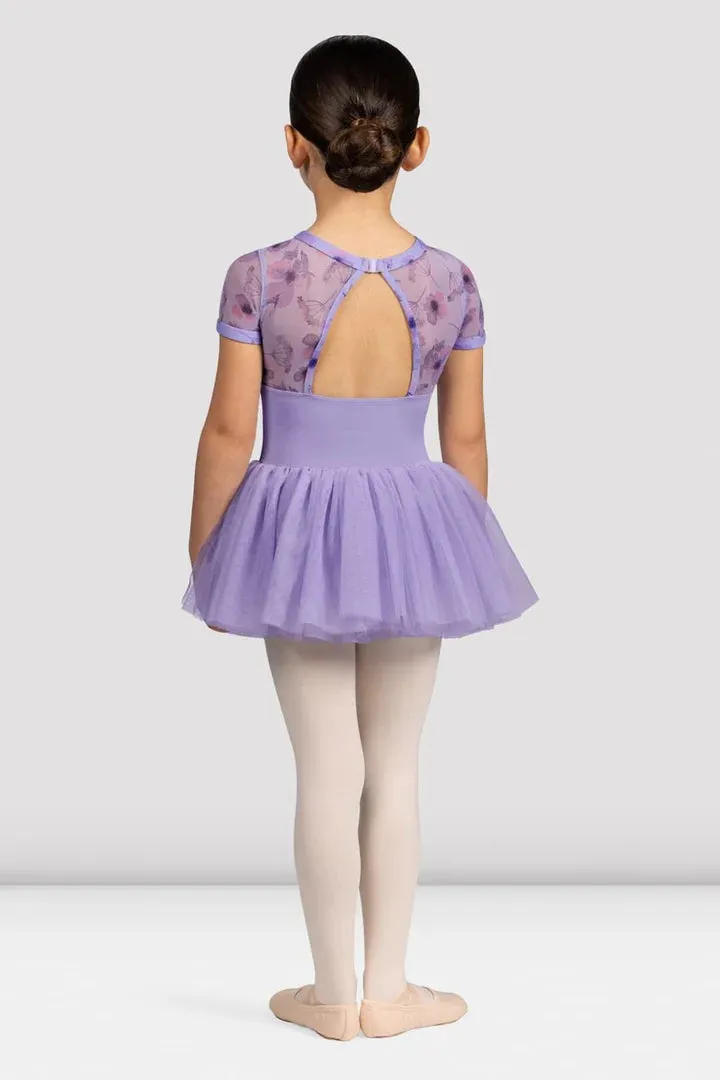 Girls Belle Floral Cap Sleeve Tutu Dress Lilac