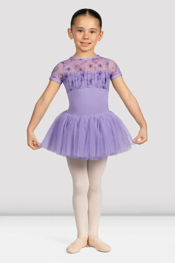 Girls Belle Floral Cap Sleeve Tutu Dress Lilac