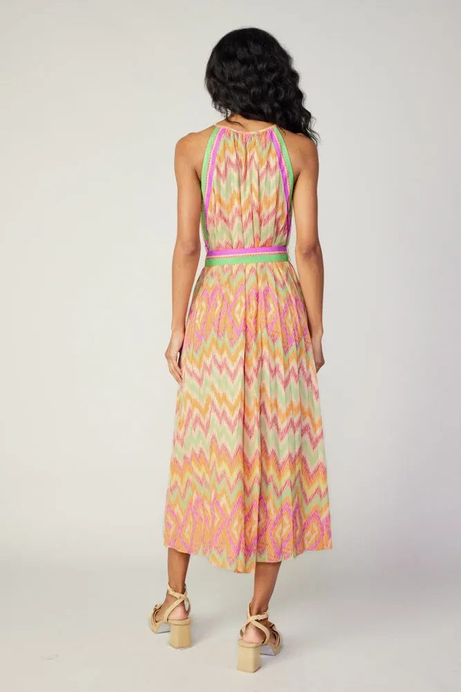 Gradient Chevron Midi Dress