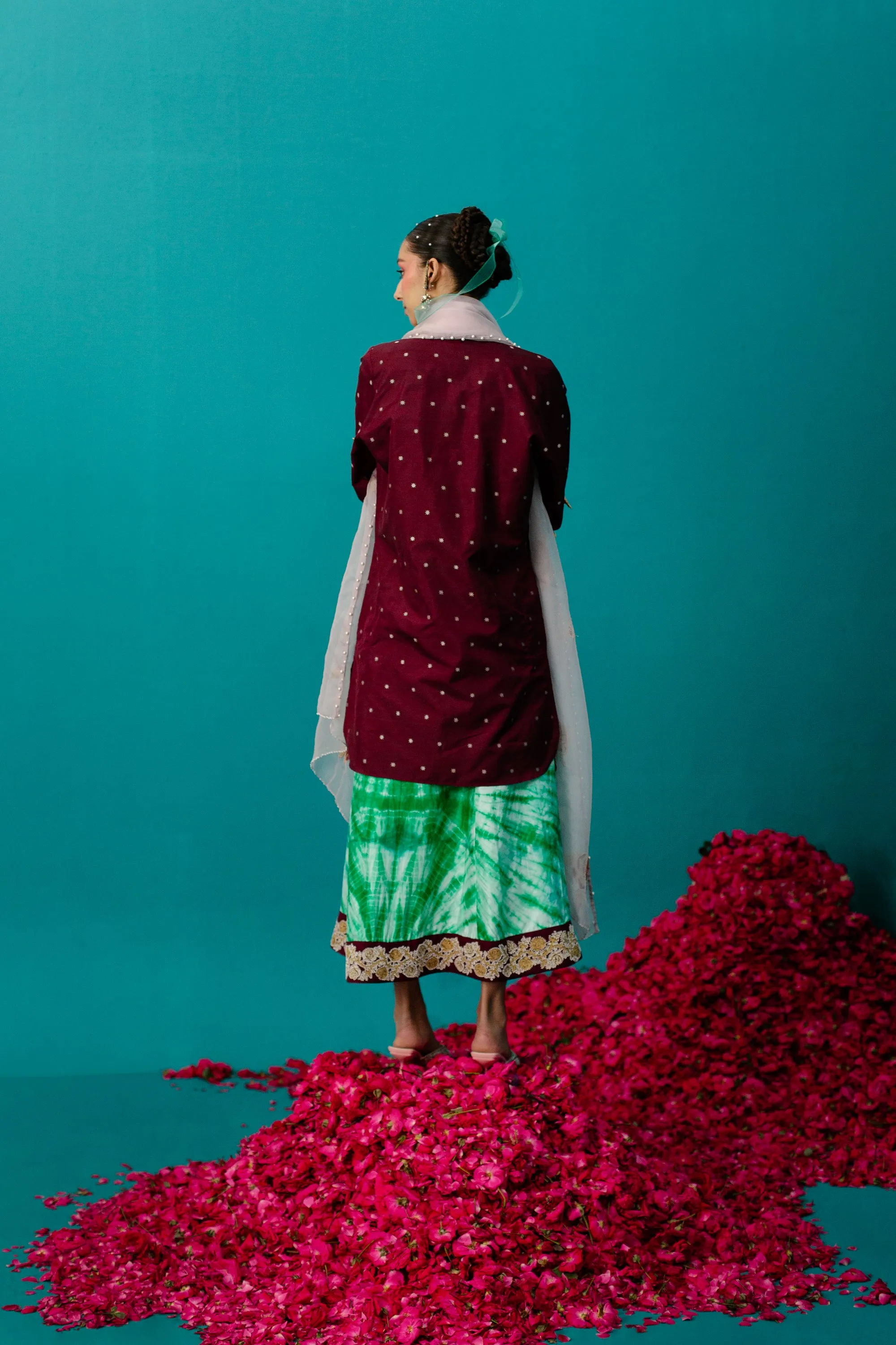Green Batik Silk Skirt