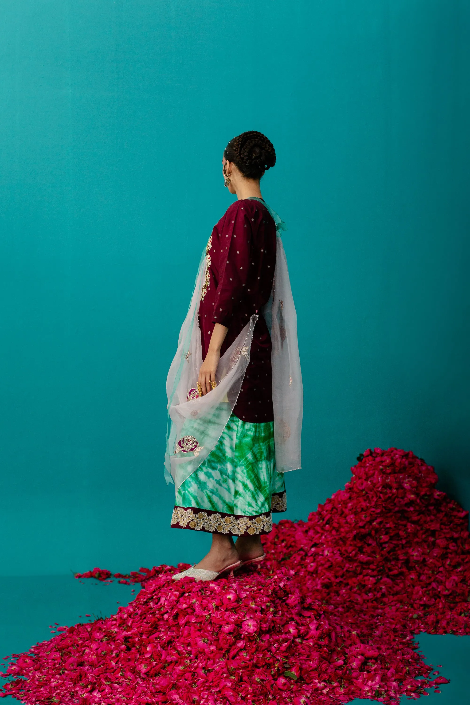 Green Batik Silk Skirt
