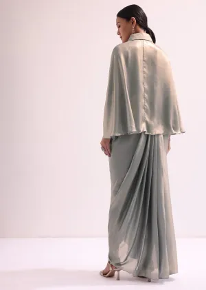 Grey Croptop And Drape Skirt Set