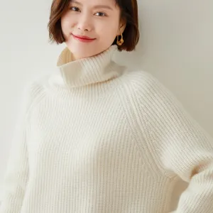 High-neck Cashmere Thickened Slim and Lazy Style Loose Cashmere Sweater