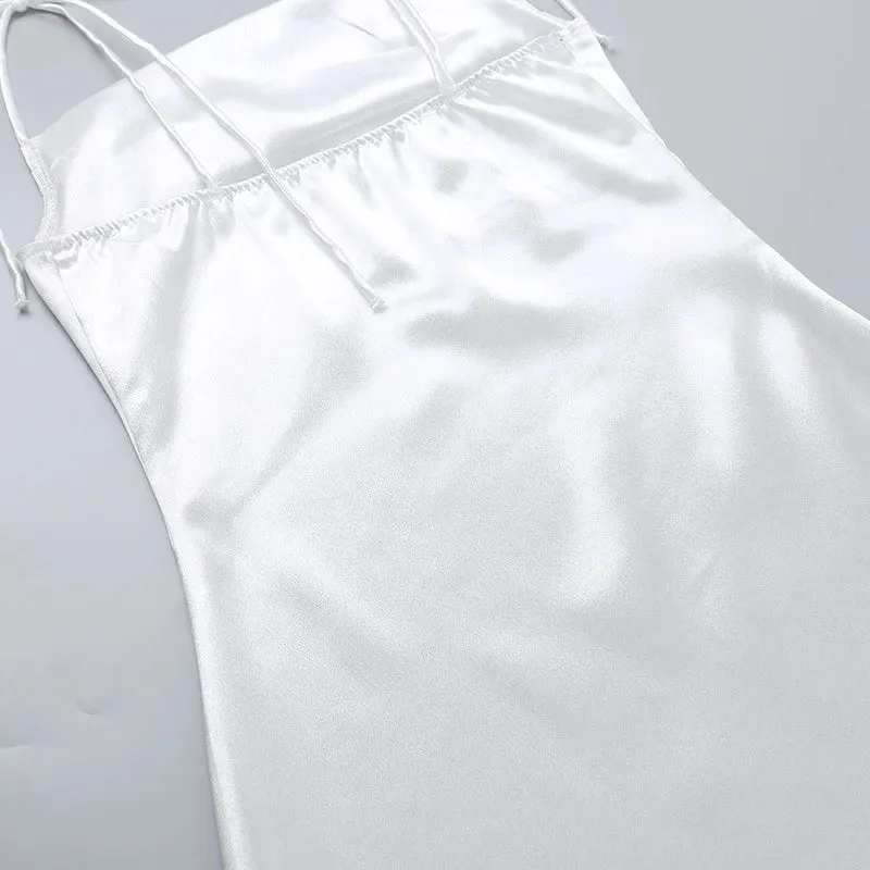 Irregular strap satin dress