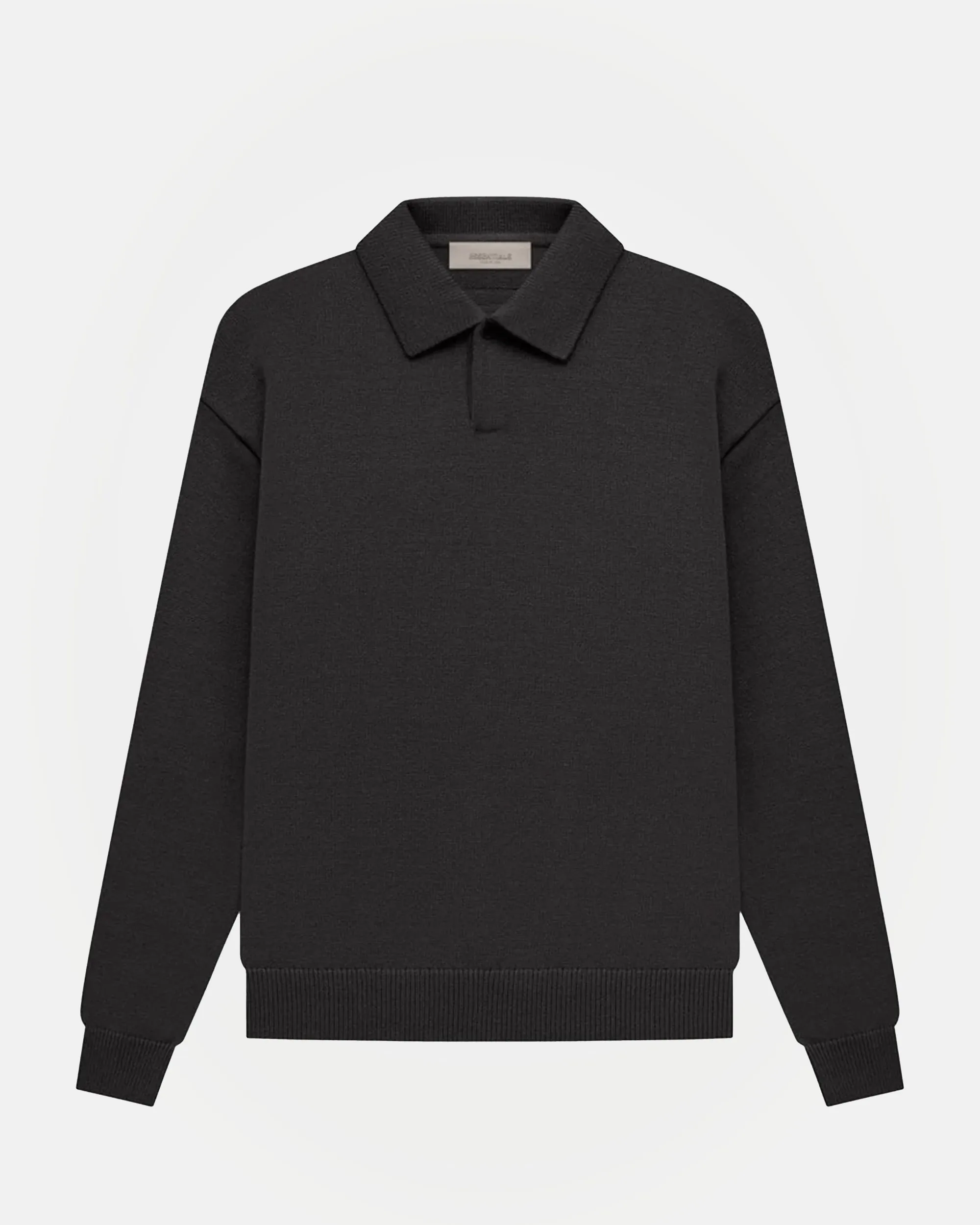 Long Sleeve Polo in Off-Black