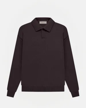 Long Sleeve Polo in Plum