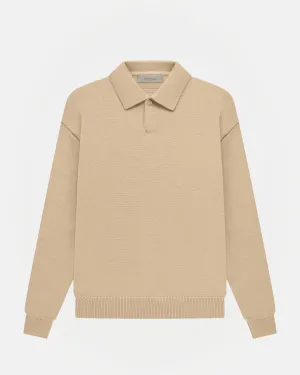 Long Sleeve Polo in Sand