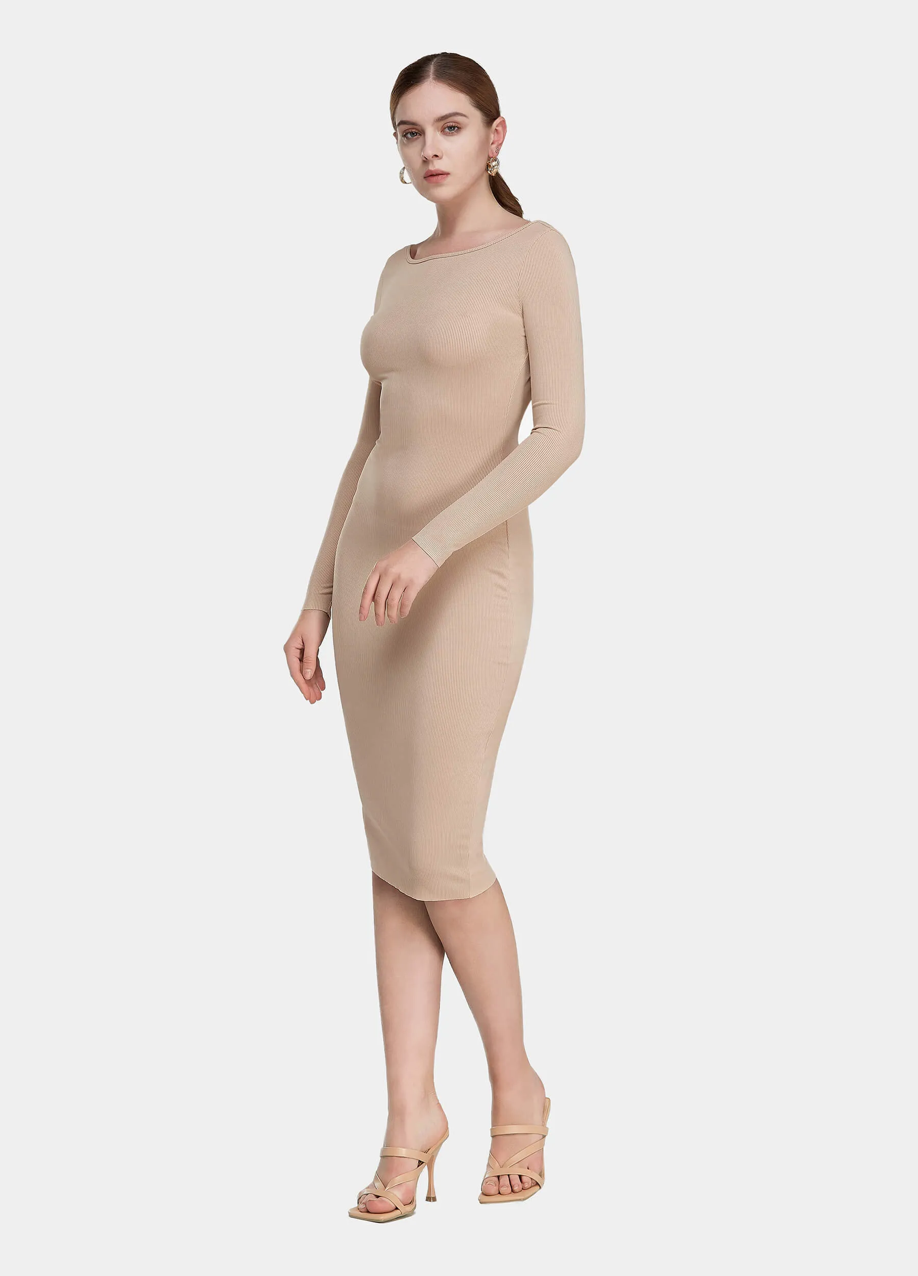 MECALA Women's Fall Knit Bodycon Dress Backless Sexy Dinner Cocktail Dress