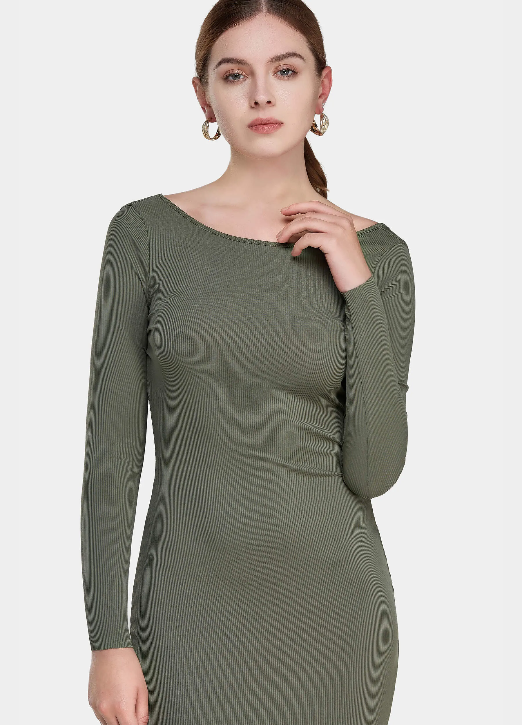 MECALA Women's Fall Knit Bodycon Dress Backless Sexy Dinner Cocktail Dress
