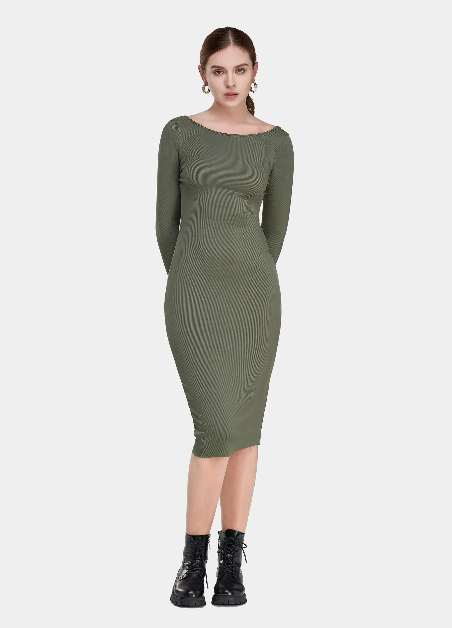 MECALA Women's Fall Knit Bodycon Dress Backless Sexy Dinner Cocktail Dress