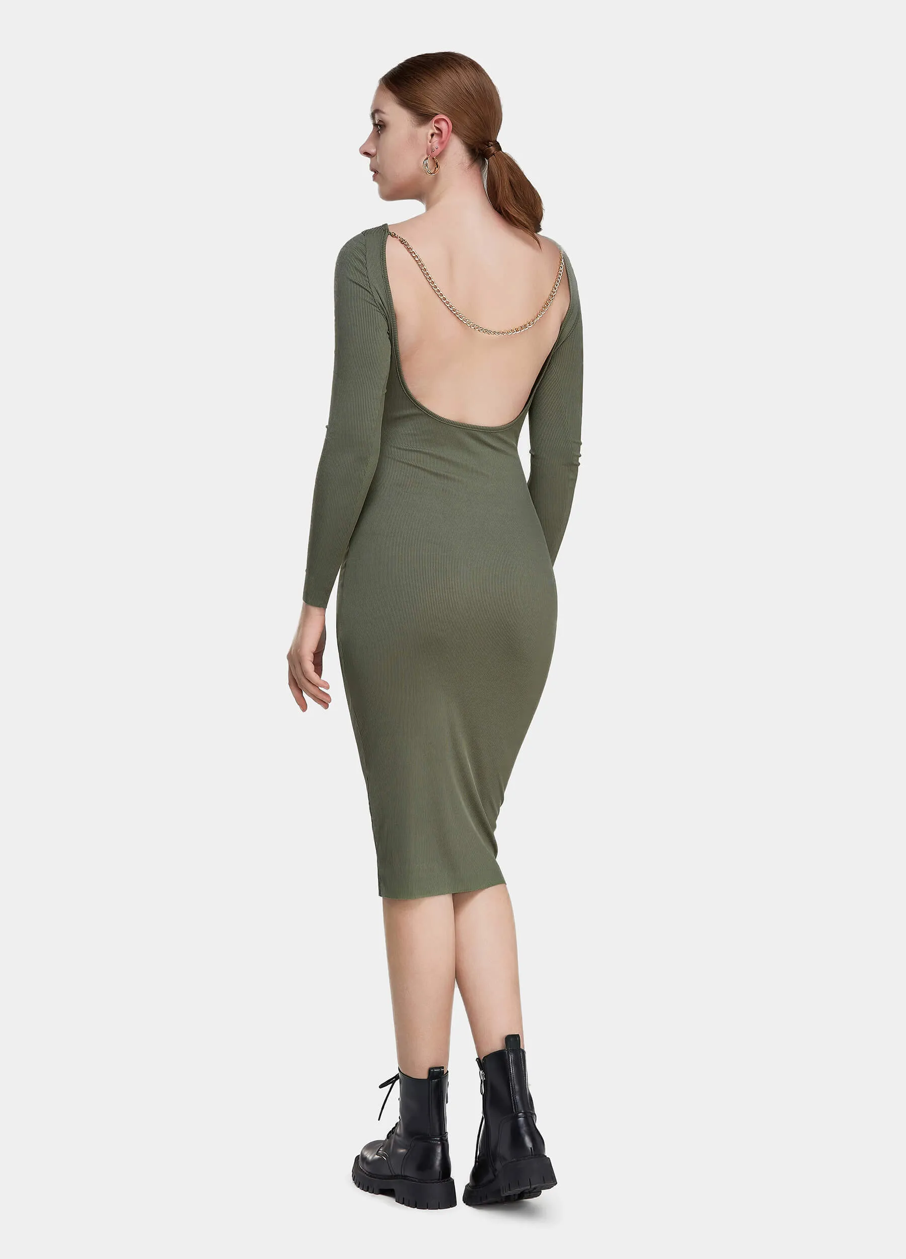 MECALA Women's Fall Knit Bodycon Dress Backless Sexy Dinner Cocktail Dress