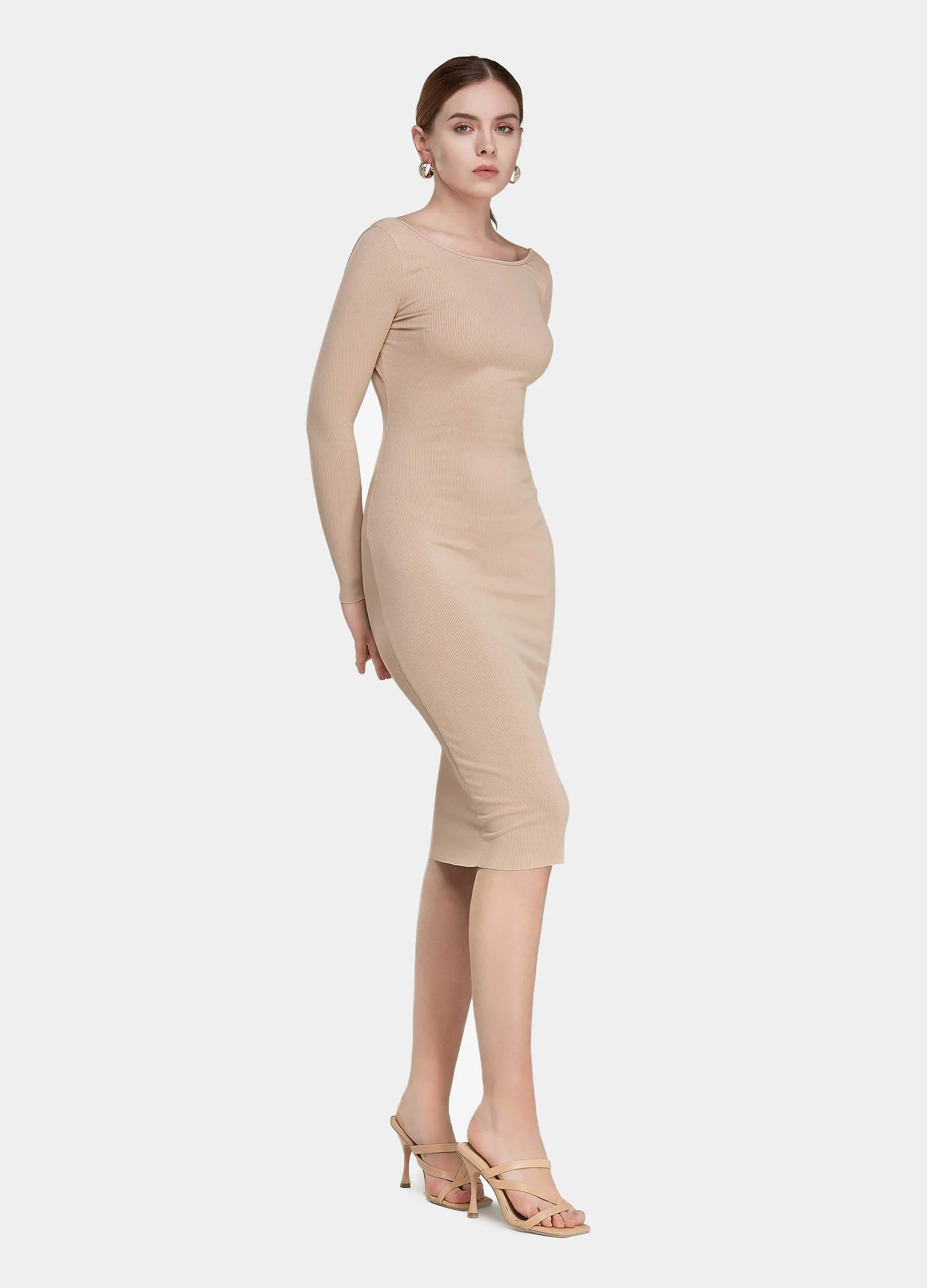 MECALA Women's Fall Knit Bodycon Dress Backless Sexy Dinner Cocktail Dress