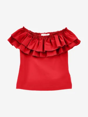 Monnalisa Girls Rio Ruffle Top in Red