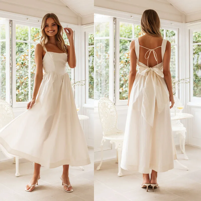 New Sleeveless Sling Backless Lace-up Long Dress