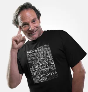 Northern Beaches Suburbs T-Shirt (Black)