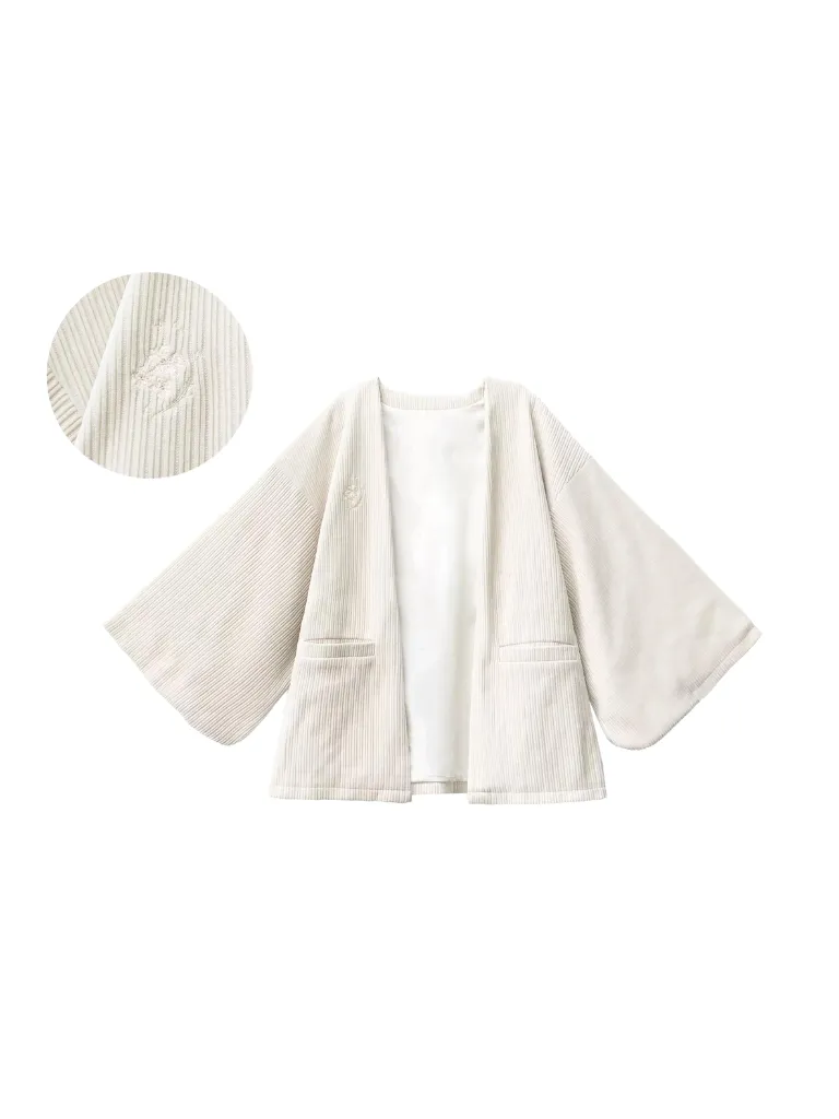 Poem Weave White Feather Dress Innershirt Rose Corsage   Ruffle Red Ruffle Retro Jacket Suspender Rose