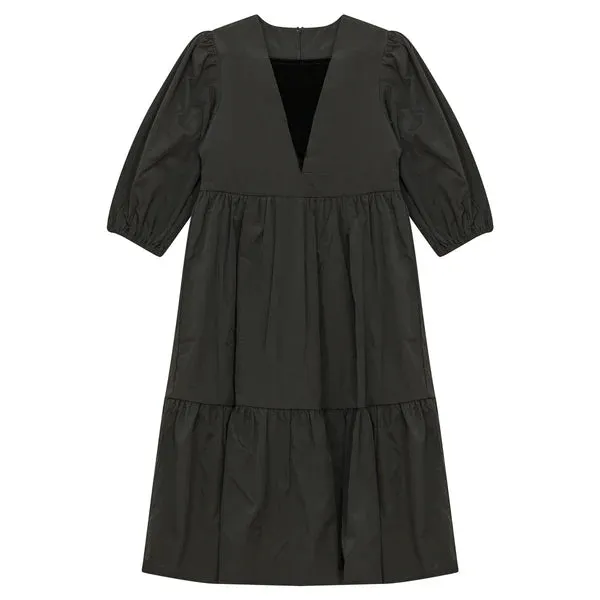 Pompomme Velvet Insert Taffeta Dress