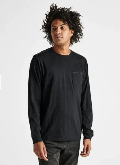 ROARK Well Worn Long Sleeve Mid Organic Knit Top - Black