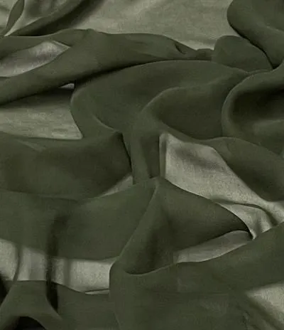 Silk Chiffon Wide- Olive Green